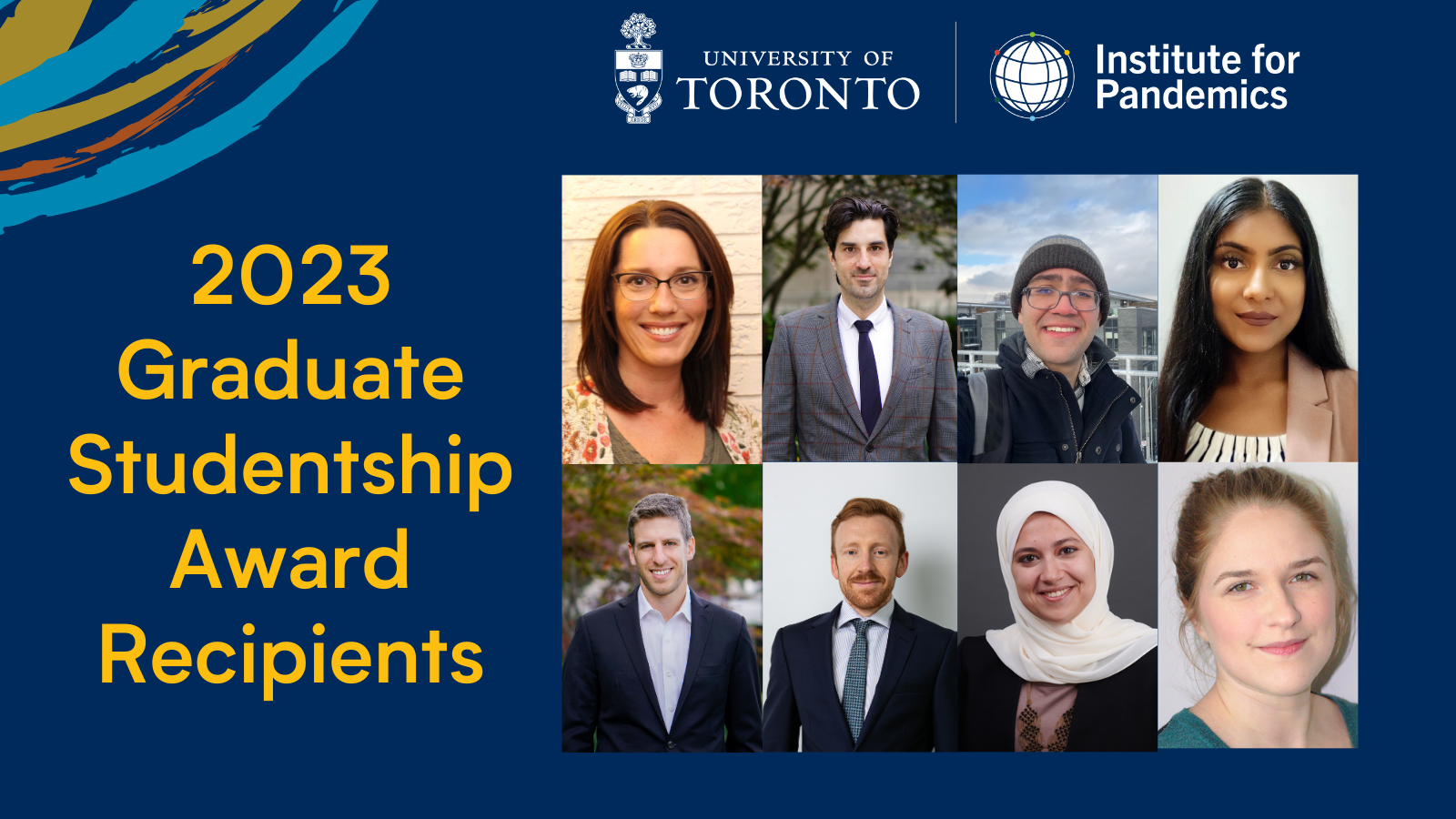 Image including headshots of the eight graduate studentship awardees